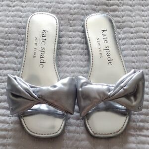kate spade Silver Knotted Slide Sandals